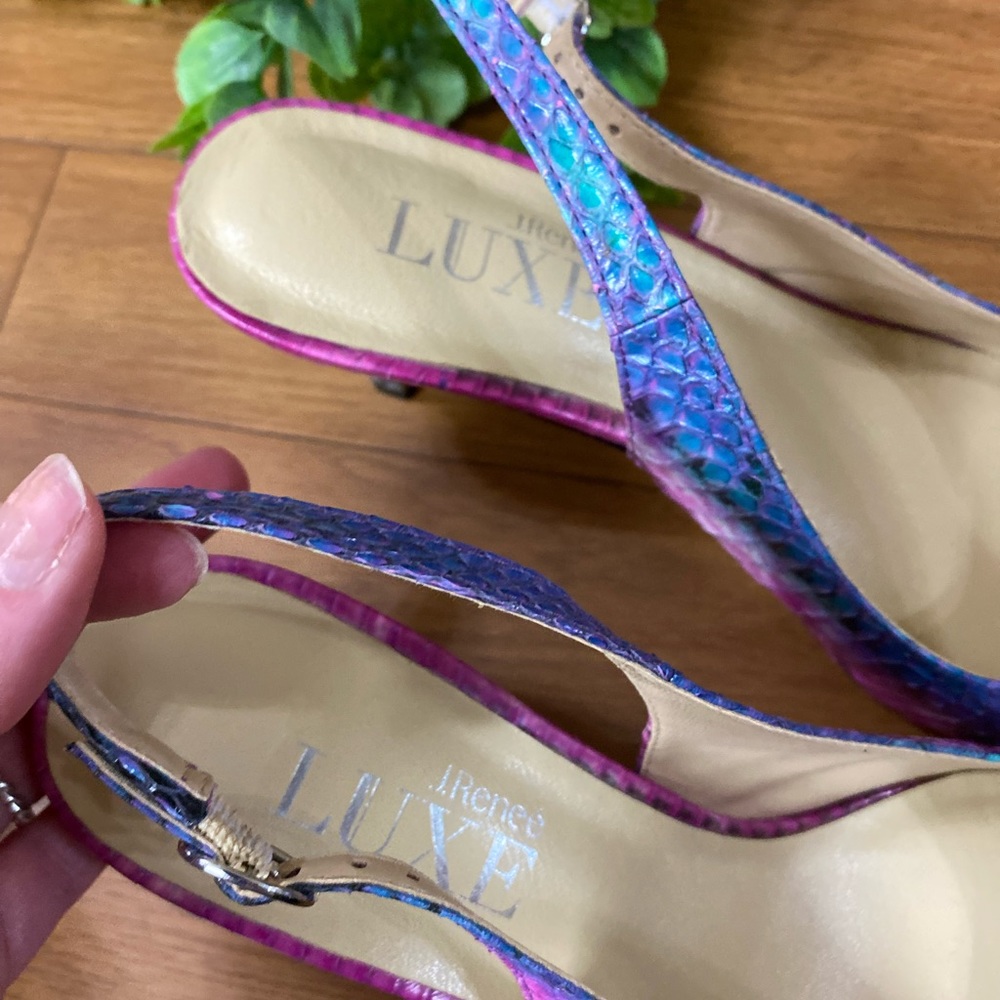 J. Renee LUXE Brisha snakeskin sling backs size 10 - Picture 3 of 5